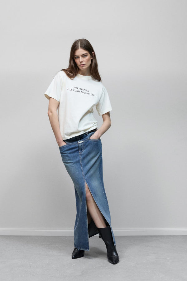 Long denim skirt -Dark Blue