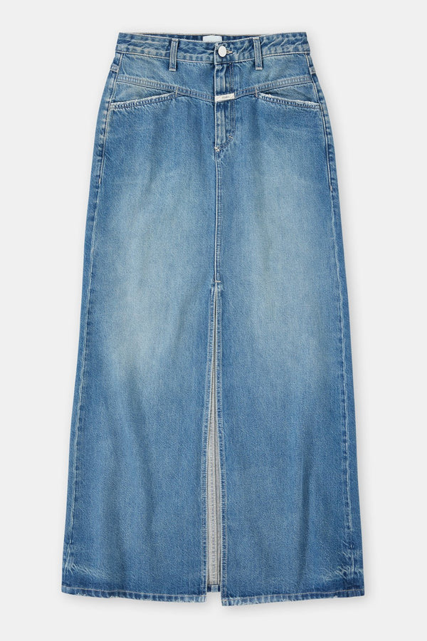 Long denim skirt -Dark Blue